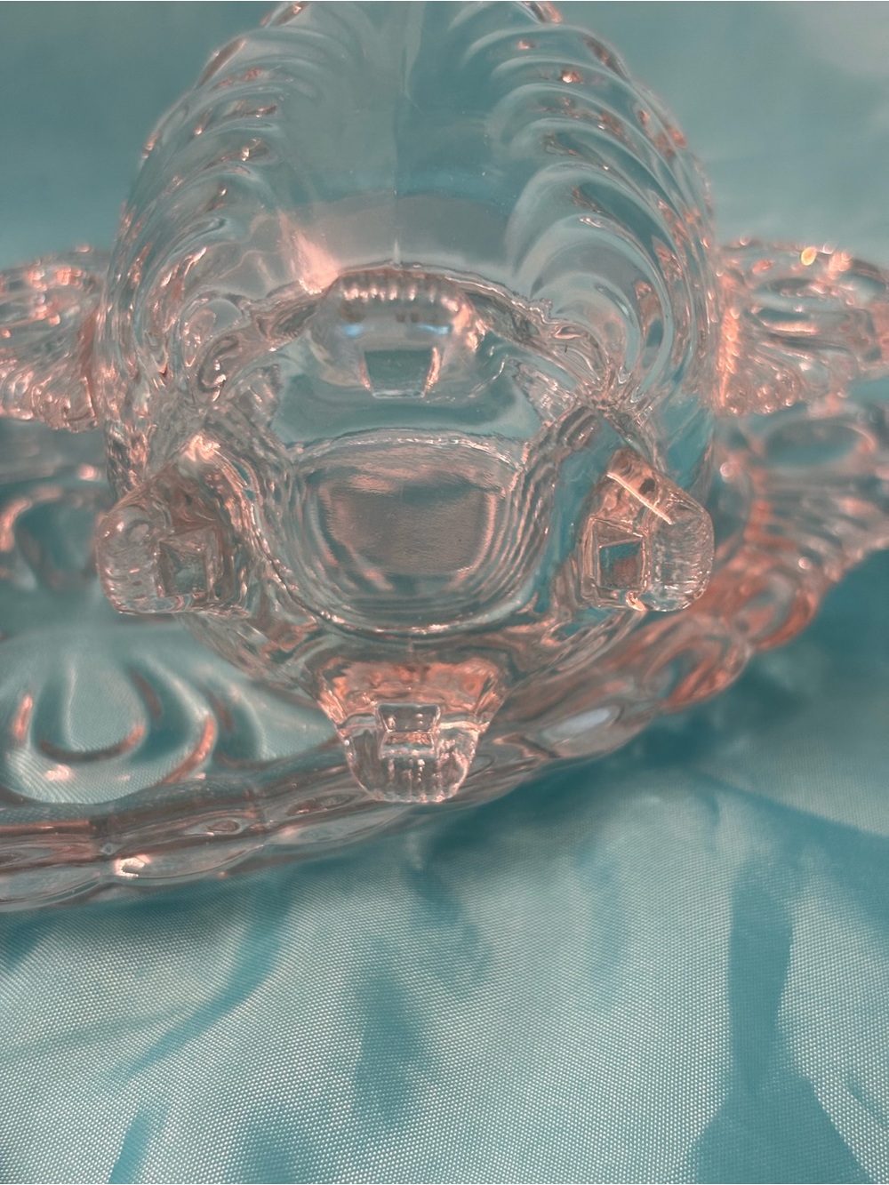 Vintage Clear Glass Sugar & Creamer Set w/ Matching Tray – Shell Swirl Pattern - Picture 5 of 13